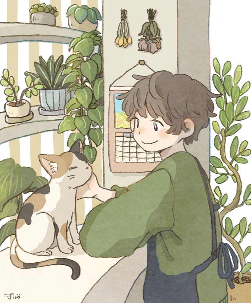 A placeholder image for future projects to populate. The placeholder image is another avatar for Lukas. Here it is him in a home garden with a cat.